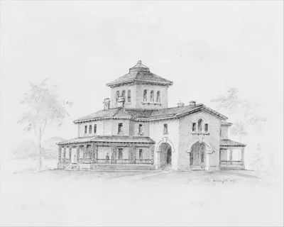 Samuel F. B. Morse House, Poughkeepsie, New York (perspective and plan)