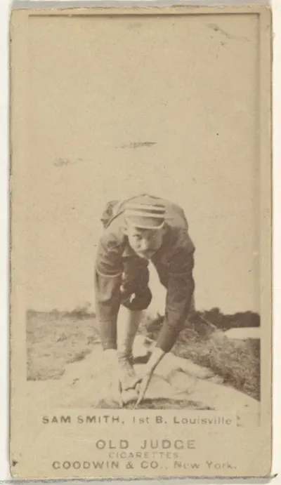 Samuel J. "Skyrocket" Smith, 1st Base, Louisville Colonels, from the Old Judge series (N172) for Old Judge Cigarettes
