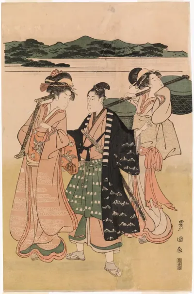 Samurai ja kaksi naista matkalla. Fuzoku-ga