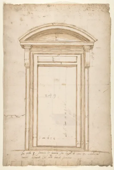 San Lorenzo, north portal, elevation (recto); San Lorenzo, north portal, cornice, profile (verso)