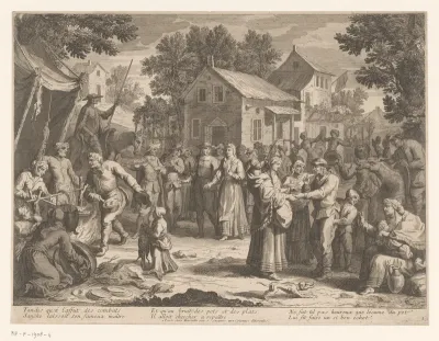 Sancho Panza doet op een markt inkopen