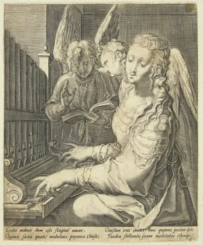 Sankt Cecilie spillende på orglet