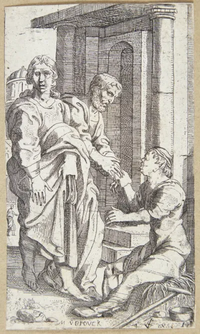 Sankt Peter og Sankt Paulus helbreder en syg foran templet