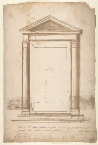 Sant'Apollonia, portal, elevation (recto) Sant'Apollonia, portal, plan (verso)