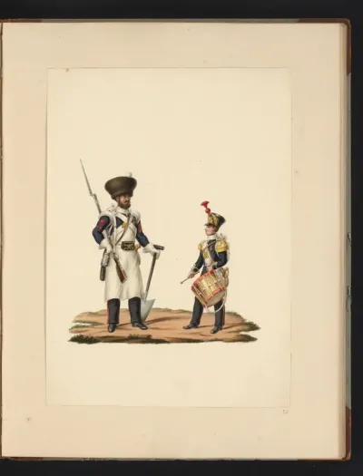 Sappeur en tamboer van de infanterie, 1830-1831