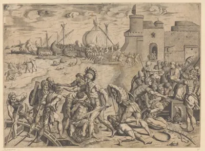 Saracenen arriveren in Ostia