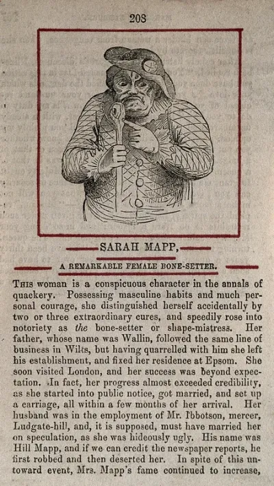 Sarah Mapp. Wood engraving after W. Hogarth