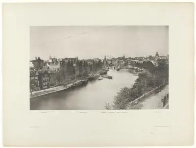 Sarphatistraat and Hoge Sluis, seen from the Paleis voor Volksvlijt; Frederiksplein and Weteringschans, seen from the Paleis voor Volksvlijt; Binnen-Amstel, seen in the direction of the Munt