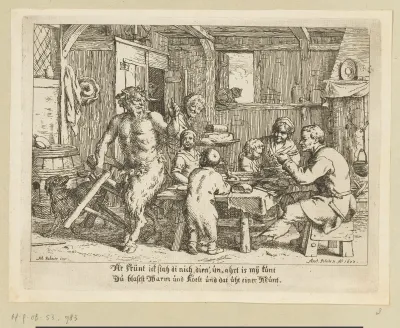 Sater aan tafel bij een boeren familie