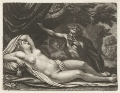 Sater bespiedt de slapende Venus
