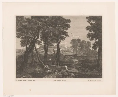 Saters aan voet van bomen bij rivier