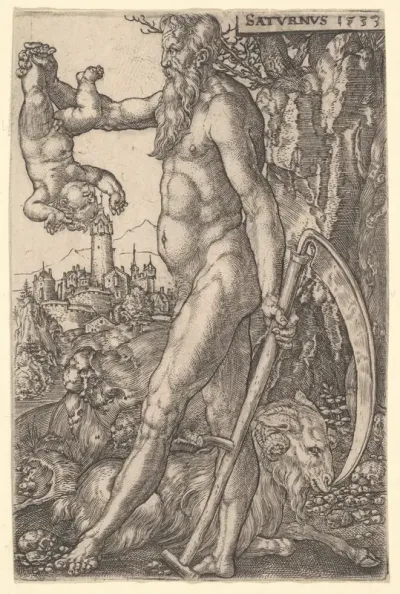 Saturn holding an Infant and a Scythe, from "The Seven Planets"