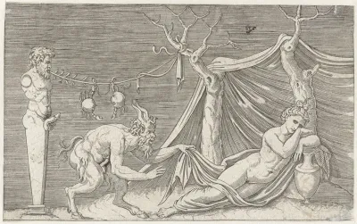 Satyr besluipt een slapende nimf