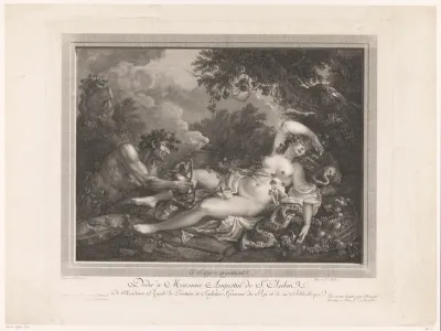 Satyr bespiedt een slapende nymf