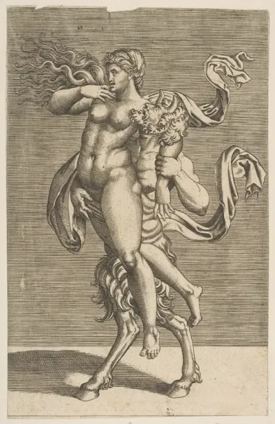 Satyr carrying a nymph restraining her right arm