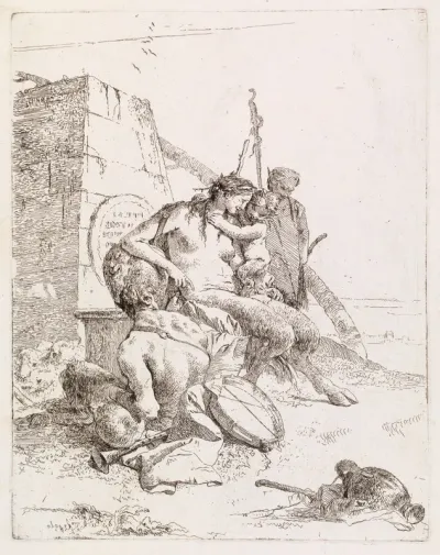 Satyr Family with a Truncated Pyramid, from the Scherzi di Fantasia