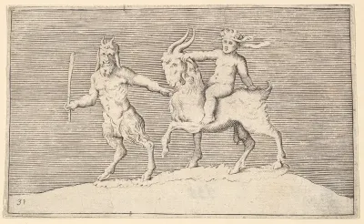 Satyr Leading Goat on which a Infant Rides, from "Ex Antiquis Cameorum et Gemmae Delineata"