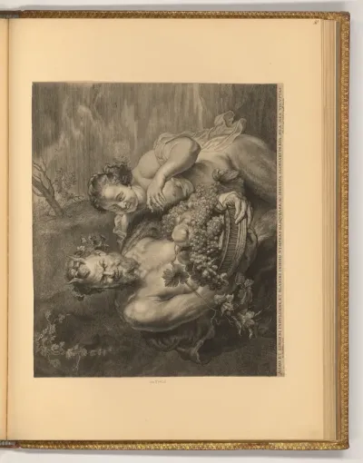 Satyr mit einem Korb voll Trauben und Orangen in Begleitung einer Bacchantin