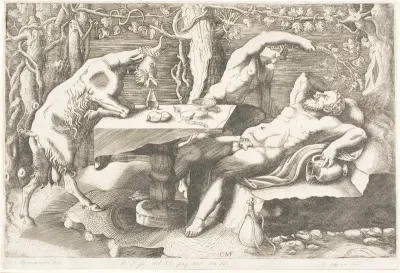 Satyr Trying to Wake Silenus with a Grapevine
