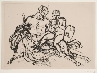 Satyr undervises i at spille syrinx