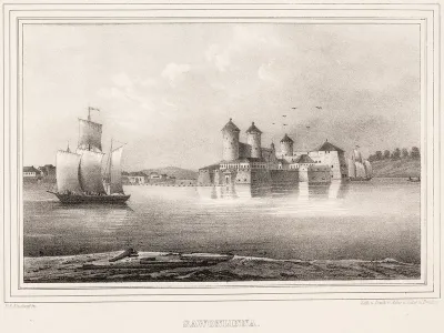 Savonlinna, illustration for Finland Depicted in Drawings, booklet VII