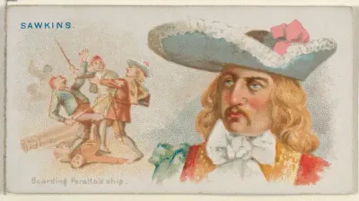 Sawkins, Boarding Peralta's Ship, from the Pirates of the Spanish Main series (N19) for Allen & Ginter Cigarettes