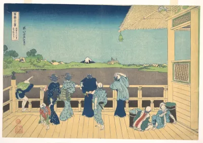 Sazai Hall at the Temple of the Five Hundred Arhats, from the series "Thirty six Views of Mount Fuji"