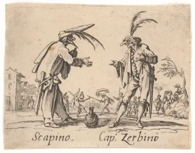 Scapino and Cap. Zerbino. Balli di Sfessania Series