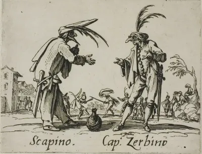 Scapino - Capitano Zerbino, plate 12 from Balli di Sfessania