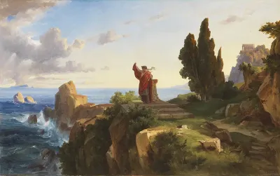 Scène antique dans un paysage héroïque