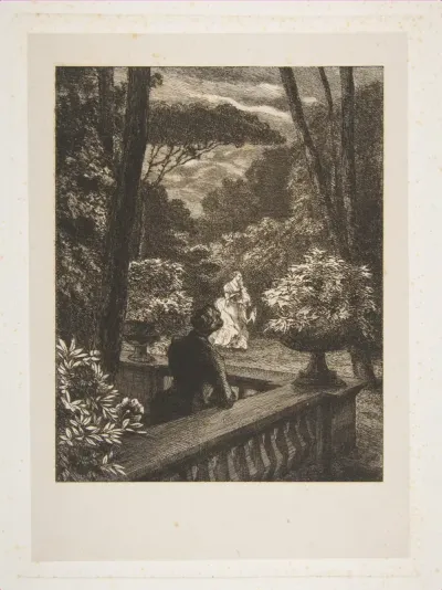 Scène dans un parc, le soir