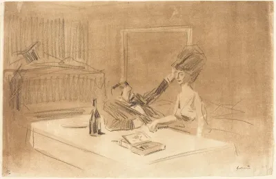 Scène de cabinet particulier (planche en largeur au lavis) (Scene in a Private Room) (horizontal plate with wash)