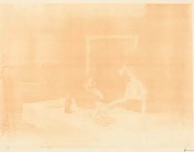 Scène de cabinet particulier (planche en largeur au lavis) (Scene in a Private Room) (horizontal plate)