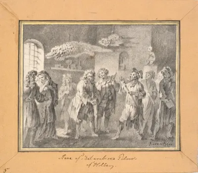 Scene fra Ludvig Holberg "Det arabiske Pulver"