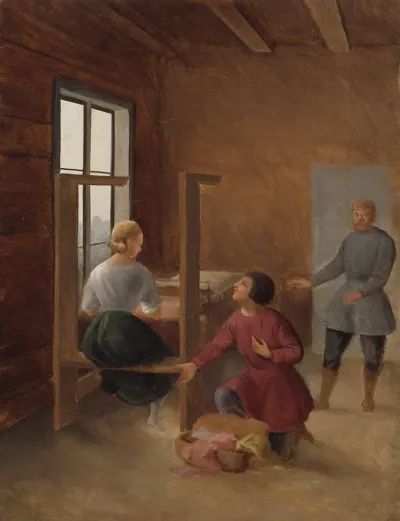 Scene from J. L. Runeberg´s "Elk Hunters"