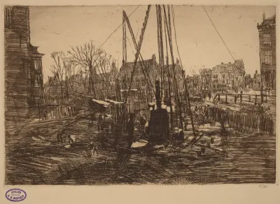 Scene in a Dutch City with Pile Driver in Foreground