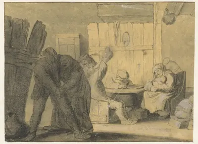 Scène in een boereninterieur