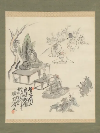 Scene Inspired by the Scrolls of Frolicking Animals and Humans