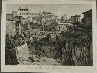 Scene of the Temple of Vesta at Tivoli Facing the Cascades