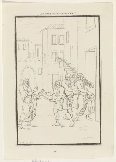 Scène uit de komedie Andria van Terentius