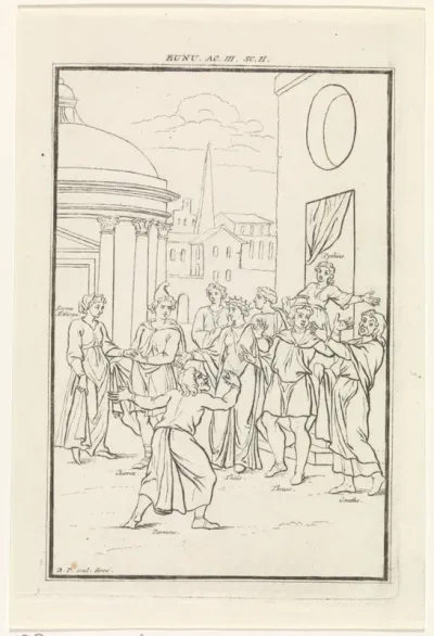 Scène uit de komedie Eunuchus van Terentius