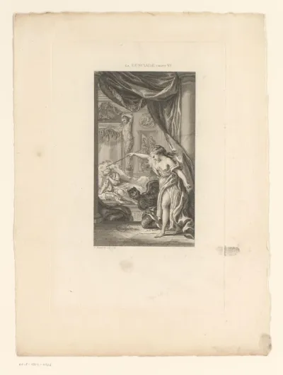 Scène uit een gedicht met een koppel in een slaapkamer