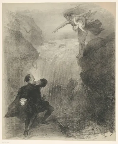 Scene uit het ballet 'Het monster en de Toovenaar'