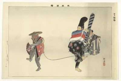 Scene uit het Noh theaterstuk "Utsubozaru"