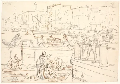 Scene ved rivaen i Venedig