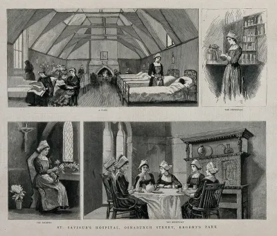 Scenes of nurses at St Saviour's Hospital, Regent's Park, London
