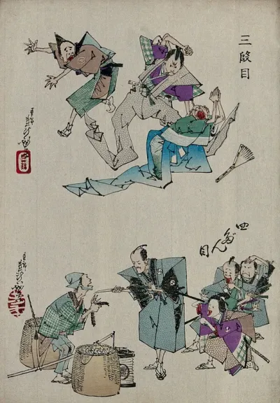 Scenes three and four from the favourite kabuki play, 'The treasury of loyal retainers'