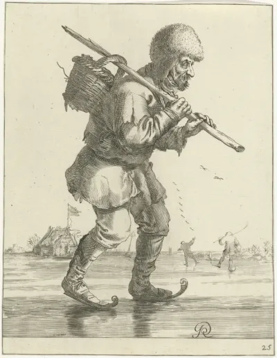 Schaatsende boer