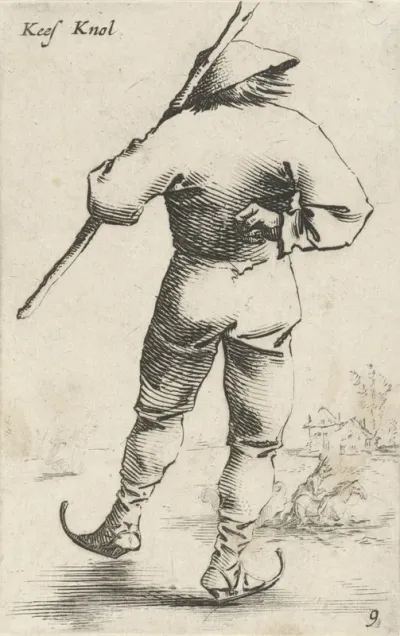 Schaatsende man, van achter gezien
