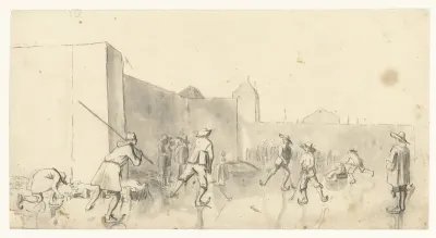 Schaatsers bij de Zijlpoort, Haarlem